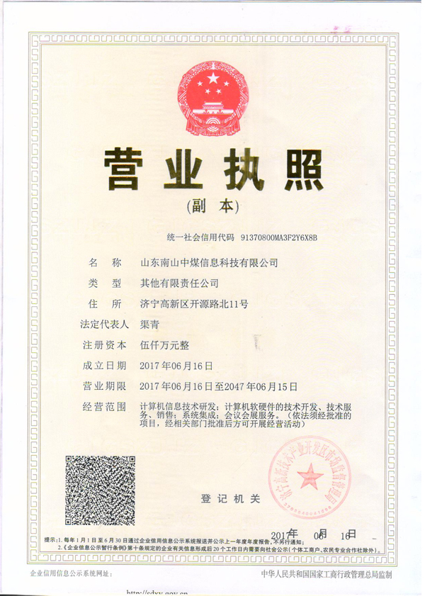 Shandong Nanshan Zhongmei Information Technology Co., Ltd. of Our Group Formally Established