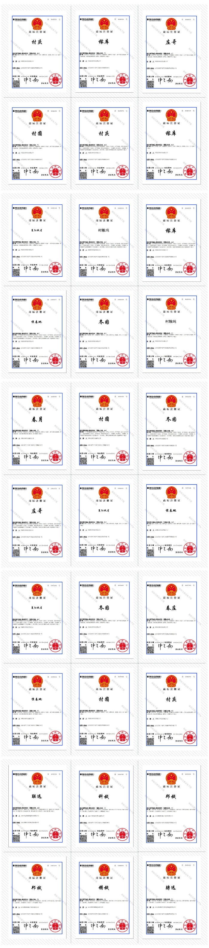 Congratulations To Shandong Weixin For Obtaining 30 National Trademark Registration Certificates